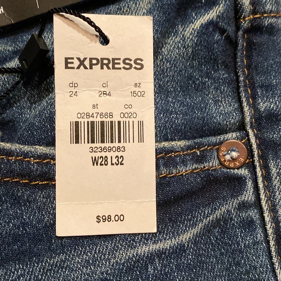 Express Men’s Slim Ripped Dark Wash Stretch Jeans NWT - Picture 7 of 8
